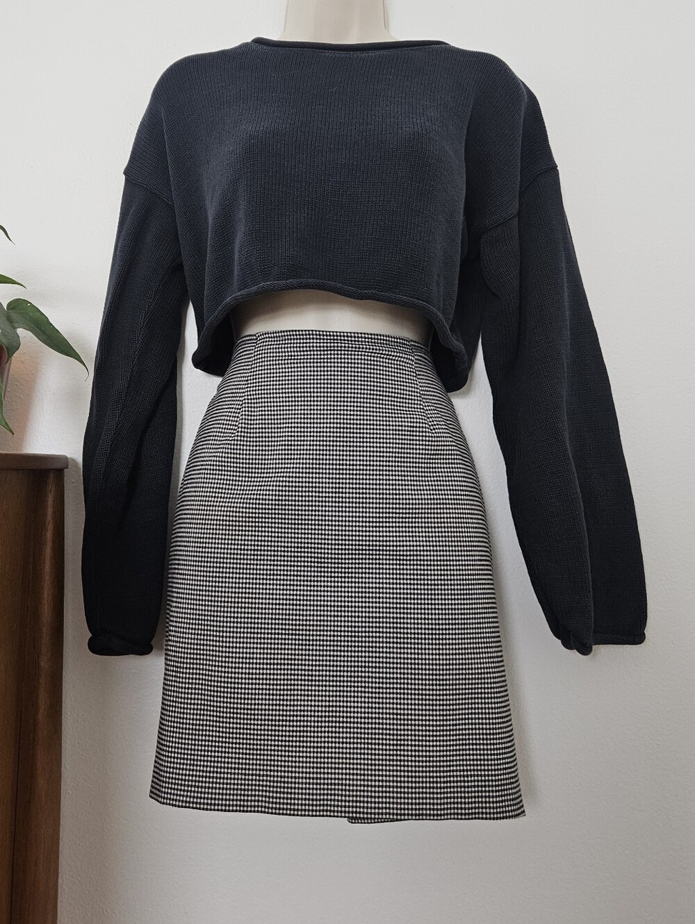 vintage plaid black grunge 90s y2k boho indie urban punk cottage goth mini skirt
